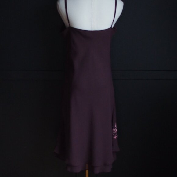 La Guêpière, by Simons | Vintage 90s Plum Slip Dress with Pink Floral Embroidery - Picture 8 of 9
